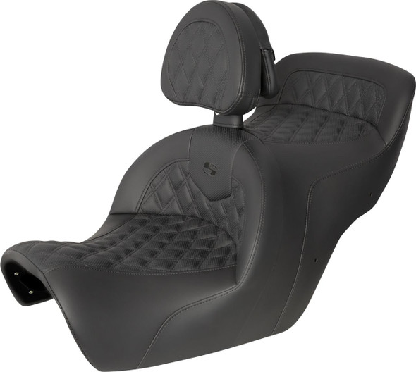  SADDLEMEN Seat - Roadsofa* - With Backrest - Full Lattice Stitch - Black H88-07-182BR 
