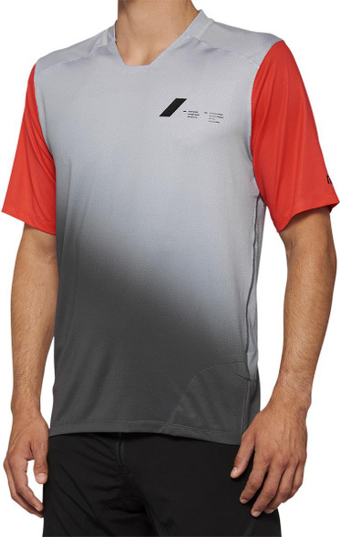  100% Celium Jersey - Short-Sleeve - Gray/Racer Red - Medium 40011-00011 