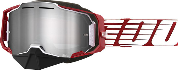  100% Armega Snow Goggles - Oversized Red - Silver Mirror 50008-00006 