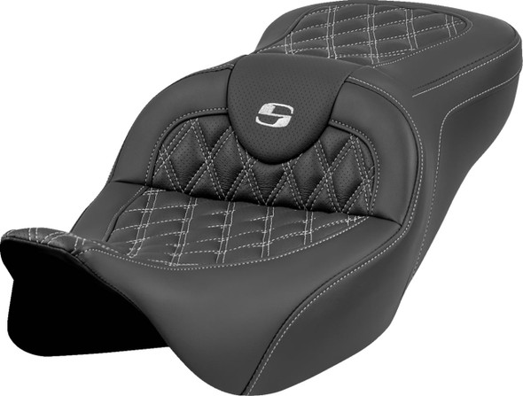  SADDLEMEN Roadsofa* Seat - Lattice Stitch - Silver Stitch - w/o Backrest - FL '08-'23 808-07B-18205 