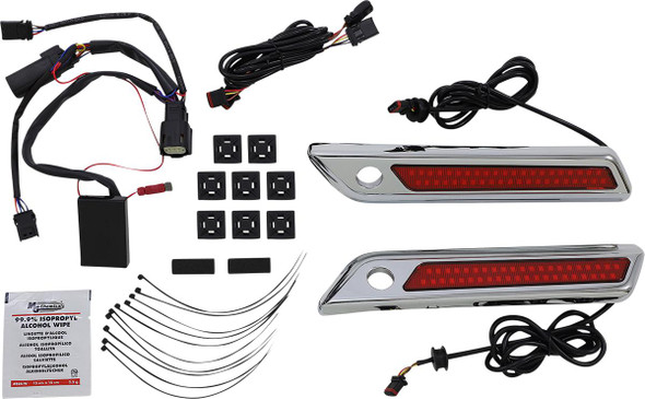  CUSTOM DYNAMICS Latch Light - Saddlebag - Dual Color - Red - Chrome CD-SBL-DC-RC 