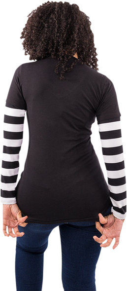 LETHAL THREAT Women's Long-Sleeve Stripe T-Shirt - Black/White - Small LA20645S