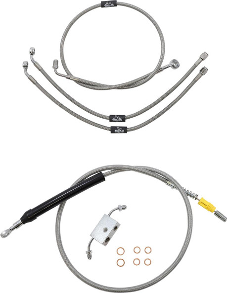  LA CHOPPERS Handlebar Cable/Brake Line Kit - Quick Connect - 18" - 20" Ape Hanger Handlebars - Stainless Steel LA-8157KT-19 