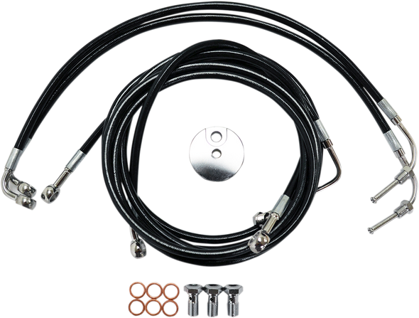 LA CHOPPERS Brake Line - 18" - 20" Ape Hanger Handlebars - Black LA-8051B19B