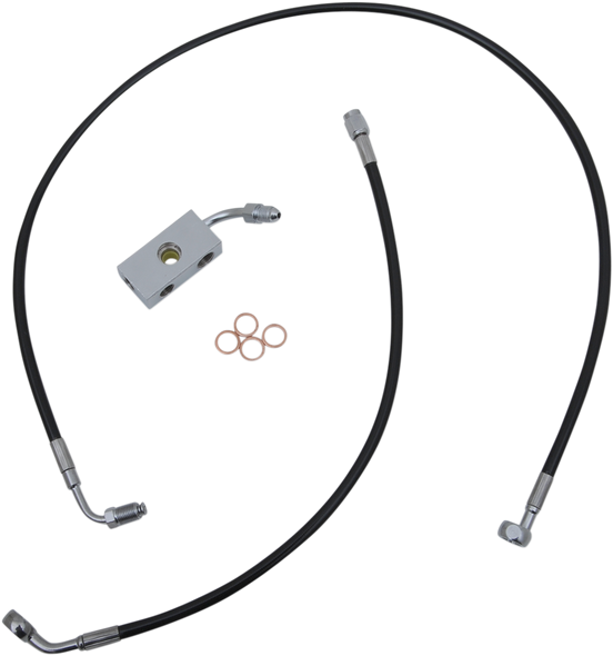 LA CHOPPERS Brake Line - 15" - 17" Ape Hanger Handlebars - Black LA-8152B16B