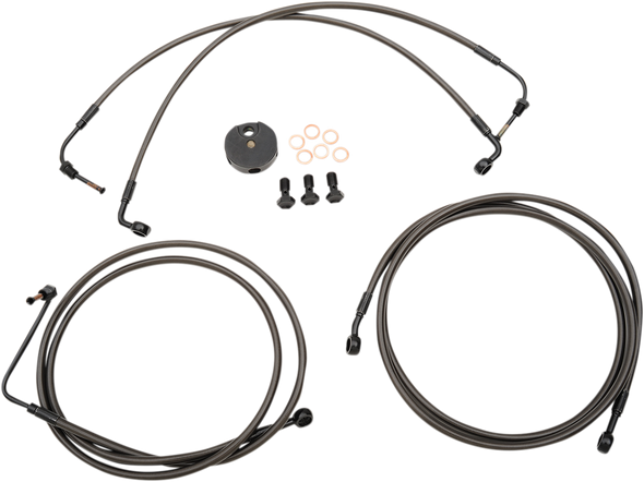 LA CHOPPERS Brake Lines - 15" - 17" Ape Hanger Handlebars - Midnight LA-8051B16M