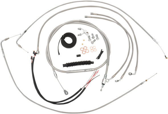 LA CHOPPERS Handlebar Cable/Brake Line Kit - Complete - 18" - 20" Handlebars - Stainless LA-8123KT2-19