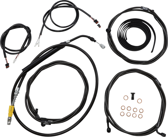 LA CHOPPERS Cable Kit - 15" - 17" Handlebars - ABS - Black LA-8056KT3-16B