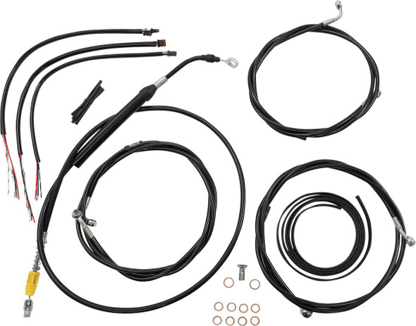  LA CHOPPERS Handlebar Cable/Brake Line Kit - Complete - 18" - 20" Handlebars - Black Vinyl LA-8056KT2-19B 