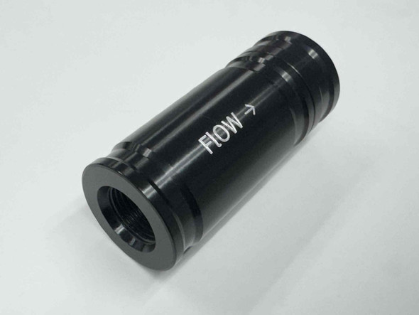 High-Flow Fuel Check Valve - #8 AN Female Ports, Lightweight Aluminum, Black Anodized High-Flow Fuel Check Valve - #8 AN Female Ports, Lightweight Aluminum, Black Anodized