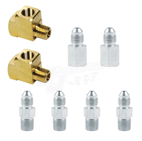 Brake Bias Gauge Fitting Kit for -3 AN Stainless Braided Lines