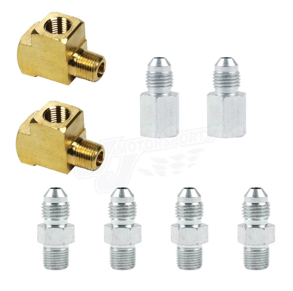 J J MOTORSPORTS Brake Bias Gauge Fitting Kit for -4 AN Stainless Braided Lines 