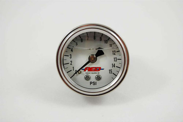1-1/2 Fuel Press. Gauge 0-15psi Liquid Filled AED6101 1-1/2 Fuel Press. Gauge 0-15psi Liquid Filled AED6101