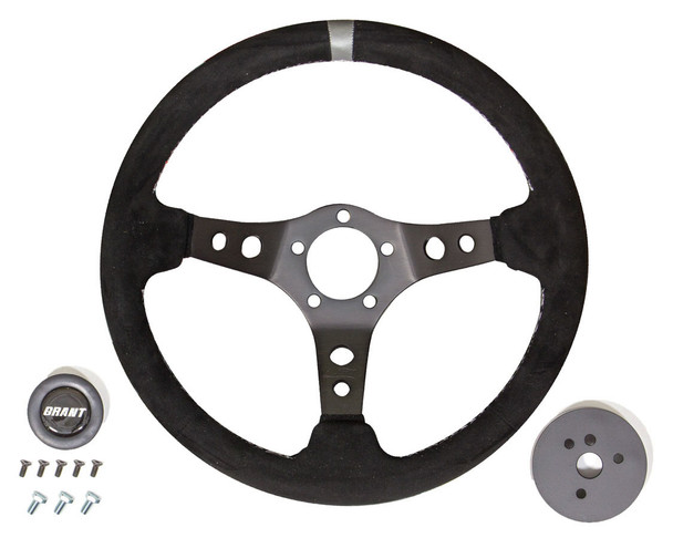 Suede Racing Steering Wheel w/Center Marker GRT694