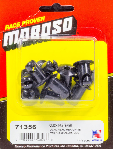 Oval Head Quick 3/16 Hex Fastener 7/16 x .500 MOR71356