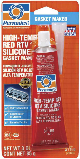 Hi-Temp RTV Silicone Red 3oz Carded Tube Ultra PEX81160