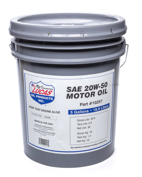 SAE 20W-50 Plus Motor Oi l/1x1/5 Gallon Pail LUC10257