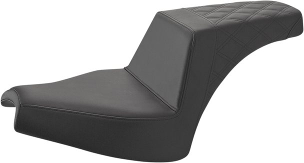 SADDLEMEN Step Up Seat - Driver Smooth/Passenger Lattice Stitch - Black I21-04-173