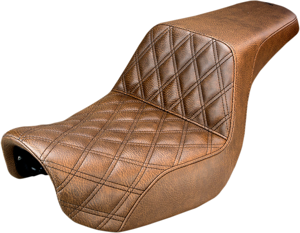 SADDLEMEN Step Up Seat - Lattice Stitched - Brown - FXD 806-04-172BR