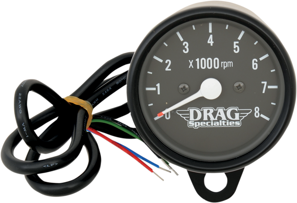 DRAG SPECIALTIES 2.4" Mini Electronic 8000 RPM Tachometer - Black Housing - Black Face 21-6910BNUDS1