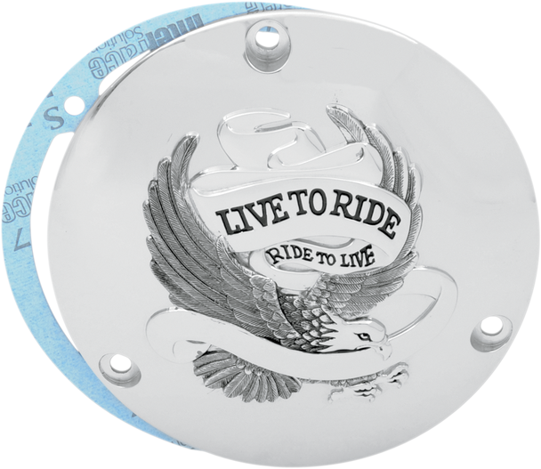 DRAG SPECIALTIES 3 Hole Chrome Live to Ride Derby Cover 33-0010CA DRAG SPECIALTIES 3 Hole Chrome Live to Ride Derby Cover 33-0010CA