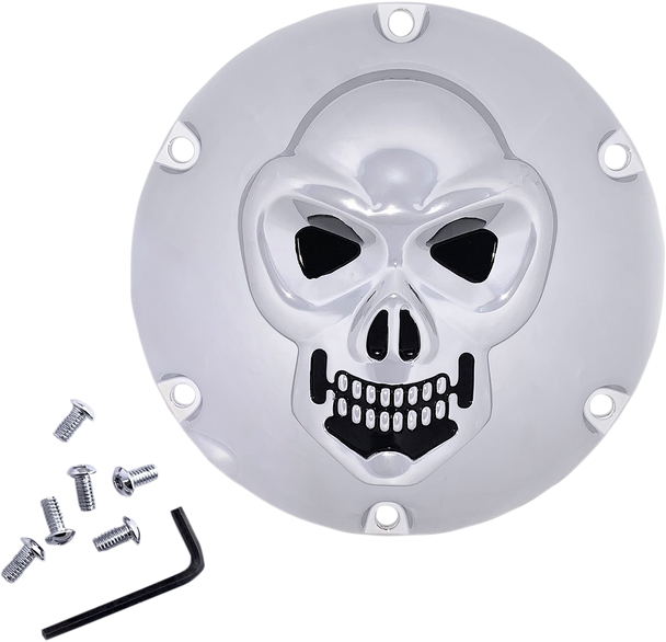 DRAG SPECIALTIES Skull Derby Cover - Chrome - 6 Hole 33-0067SKD