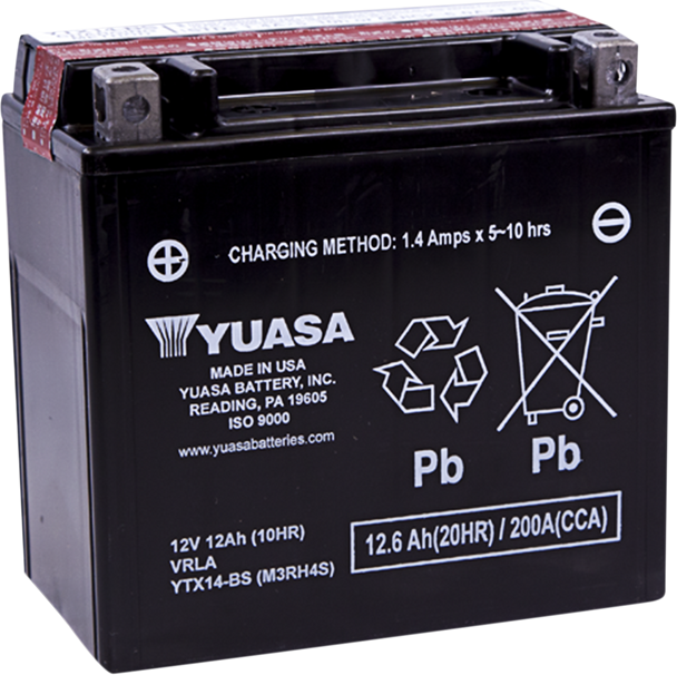 YUASA AGM Battery - YTX14-BS .69 L YUAM3RH4S