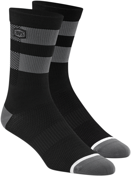 100% Flow Performance Socks - Black/Gray - Large/XL 20049-00003