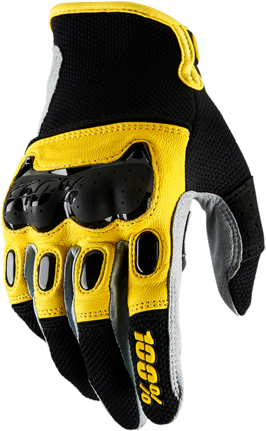 100% Derestricted Gloves - Black/Yellow - Small 10007-014-10