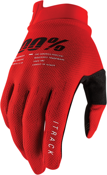 100% iTrack Gloves - Red - Small 10008-00015