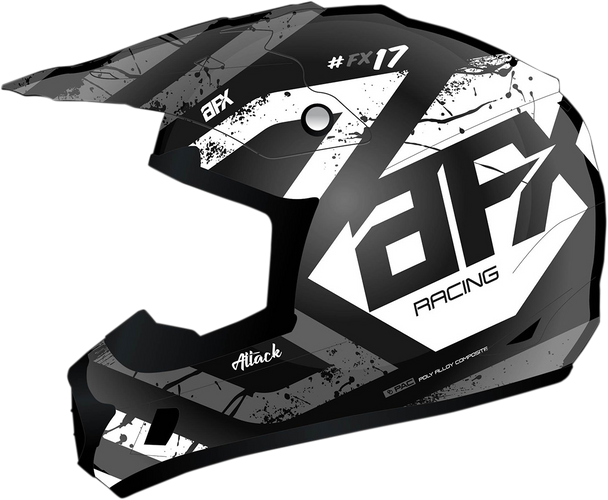 AFX FX-17 Helmet - Attack - Matte Black/Silver - Large 0110-7145