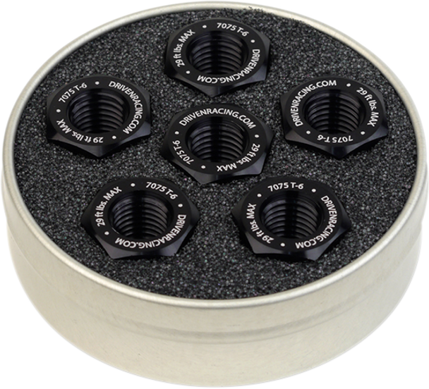 DRIVEN RACING Aluminum Sprocket Nuts - Black - M10 x 1.0 DSN6BK