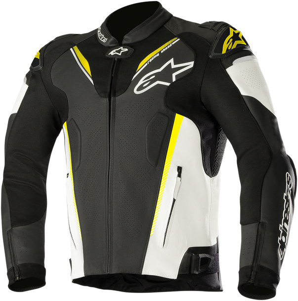 ALPINESTARS Atem v3 Leather Jacket - Black/White/Yellow - US 46 / EU 56 3106518-125-56