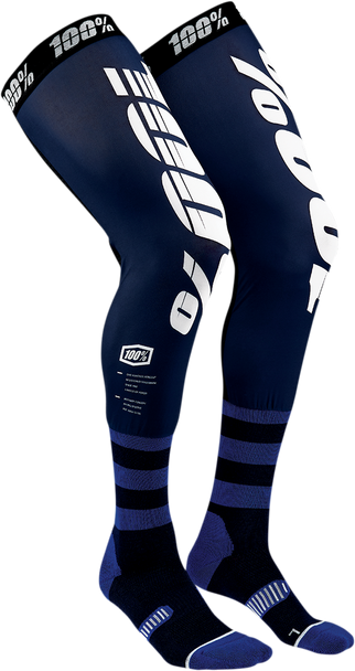 100% REV Knee Brace Performance Moto Socks - Navy/White - Large/XL 24014-375-18