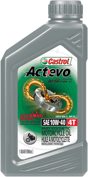 CASTROL Act Evo® Semi-Synthetic 4T Engine Oil - 10W-40 - 1 U.S. quart 15D7D2