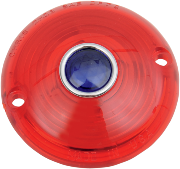 CHRIS PRODUCTS Turn Signal Lens - '63-'85 FL - Red with Blue Dot DHD3RB