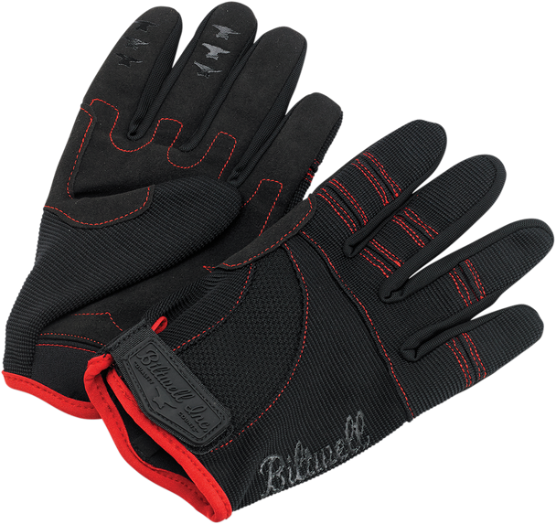 BILTWELL Moto Gloves - Black/Red - Large 1501-0108-004