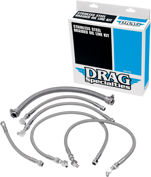 DRAG SPECIALTIES Oil Line Kit - Stainless Steel - Softail 606001