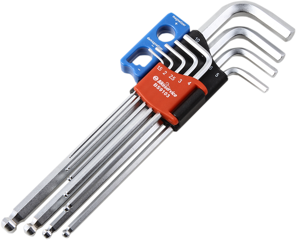 BIKESERVICE 9-Piece Magnetic Ball Point Hex Key BS9103