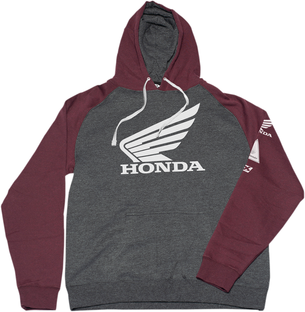 FACTORY EFFEX Honda Wing Hoodie - Charcoal/Burgundy - 2XL 22-88318