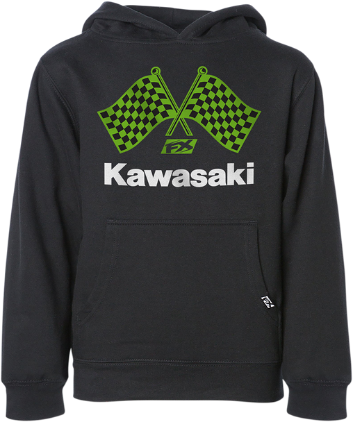 FACTORY EFFEX Youth Kawasaki Finish Line Hoodie - Black - Large 23-88124