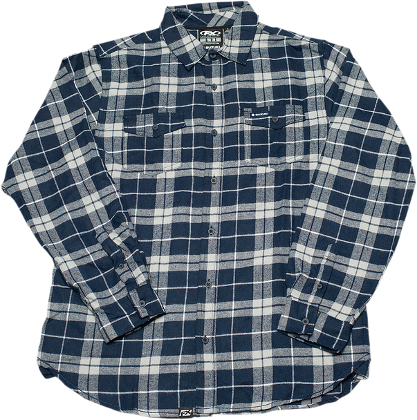 FACTORY EFFEX Suzuki Flannel Shirt - Navy/Gray - 2XL 22-85428