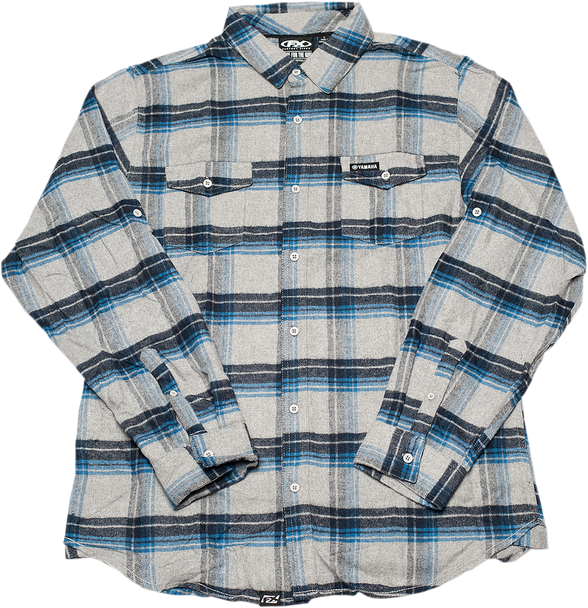 FACTORY EFFEX Yamaha Flannel Shirt - Blue/Gray - Large 22-85224