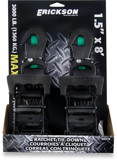 ERICKSON Ratchet Tie-Down - 1.5" x 8' - Black 05716