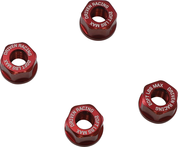 DRIVEN RACING Aluminum Sprocket Nuts - Red - M8 x 1.25 DSN-02-RD