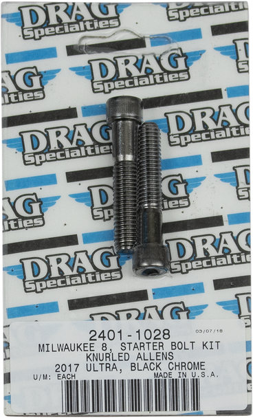 DRAG SPECIALTIES Bolt Kit M8 Starter Black/Chrome Knurled MK781BK