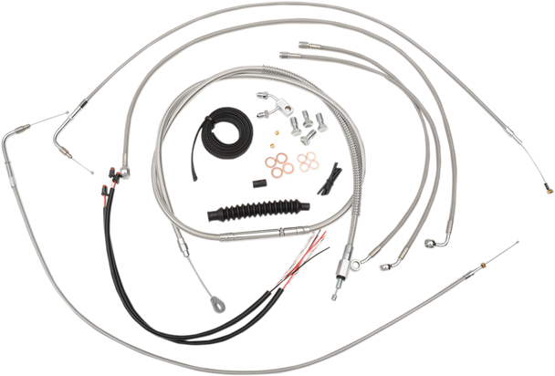 LA CHOPPERS Handlebar Cable/Brake Line Kit - Complete - 12" - 14" Ape Hanger Handlebars - Stainless LA-8123KT2-13