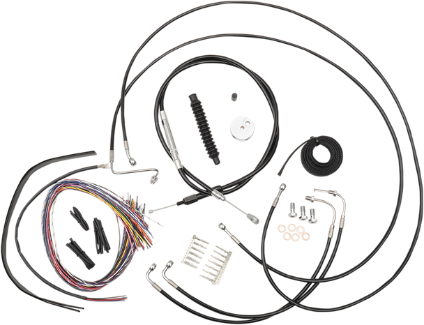LA CHOPPERS Handlebar Cable/Brake Line Kit - Complete - 12" - 14" Ape Hanger Handlebars - Black Vinyl LA-8051KT2-13B
