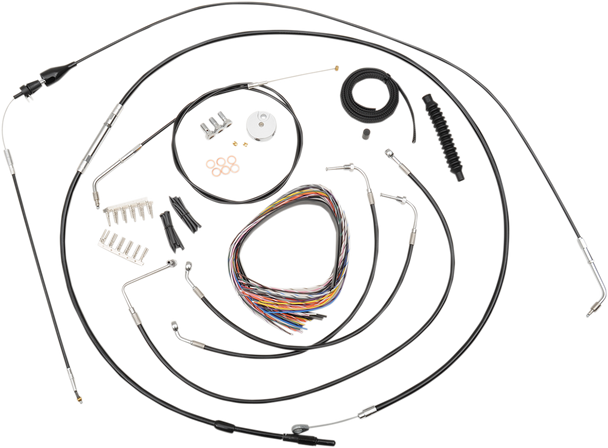 LA CHOPPERS Handlebar Cable/Brake Line Kit - Complete - 12" - 14" Ape Hanger Handlebars - Black Vinyl LA-8005KT2A-13B