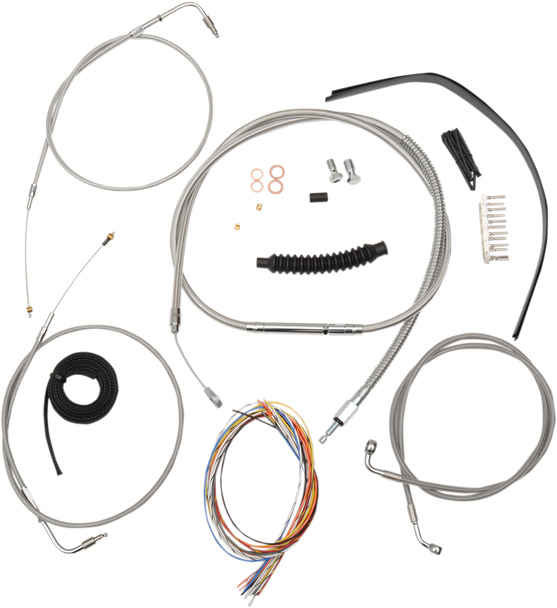 LA CHOPPERS Handlebar Cable/Brake Line Kit - Complete - 12" - 14" Ape Hanger Handlebars - Stainless LA-8310KT2-13